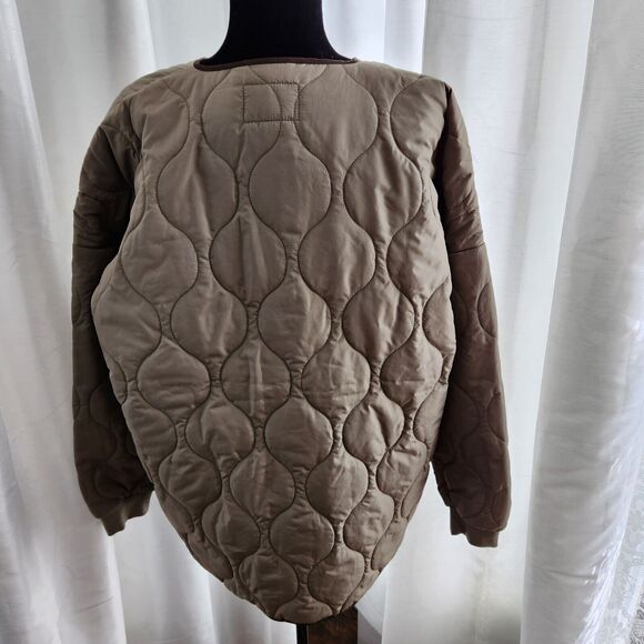 NEW Noisy May Quilted Oversized Jacket Womens M Green Maggy Snap Button Coat - Picture 7 of 14